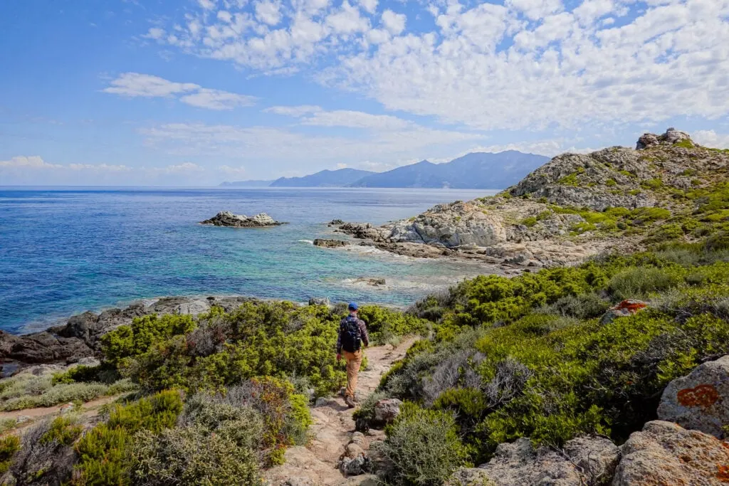 Dan walks on a coastal trail in Corsica called Sentier des Douaniers Saint-Florent