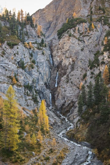 A 30 metre waterfall called Sertig Waterfall