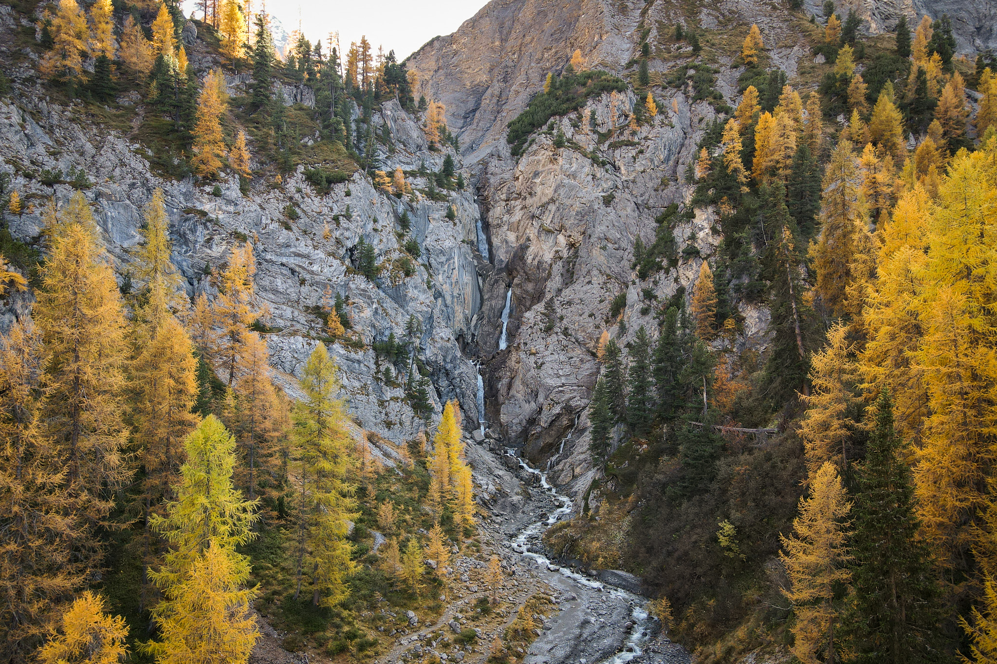 A 30 metre waterfall called Sertig Waterfall