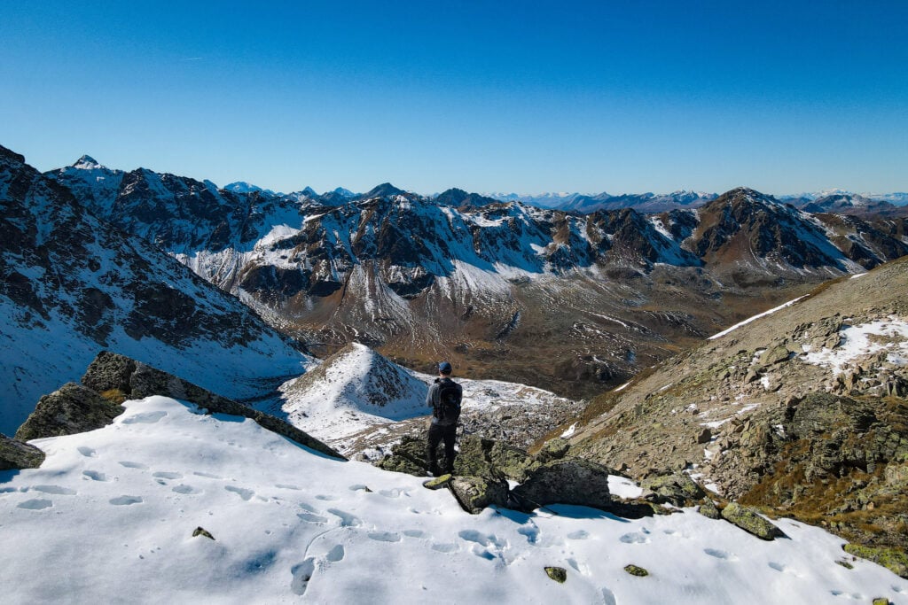 Dan overlooks mountains during the Joriseen Hike near Davos
