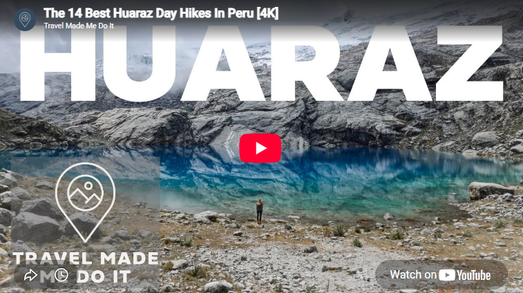 Beck stands at the foot of a lake during a day hike in Huaraz