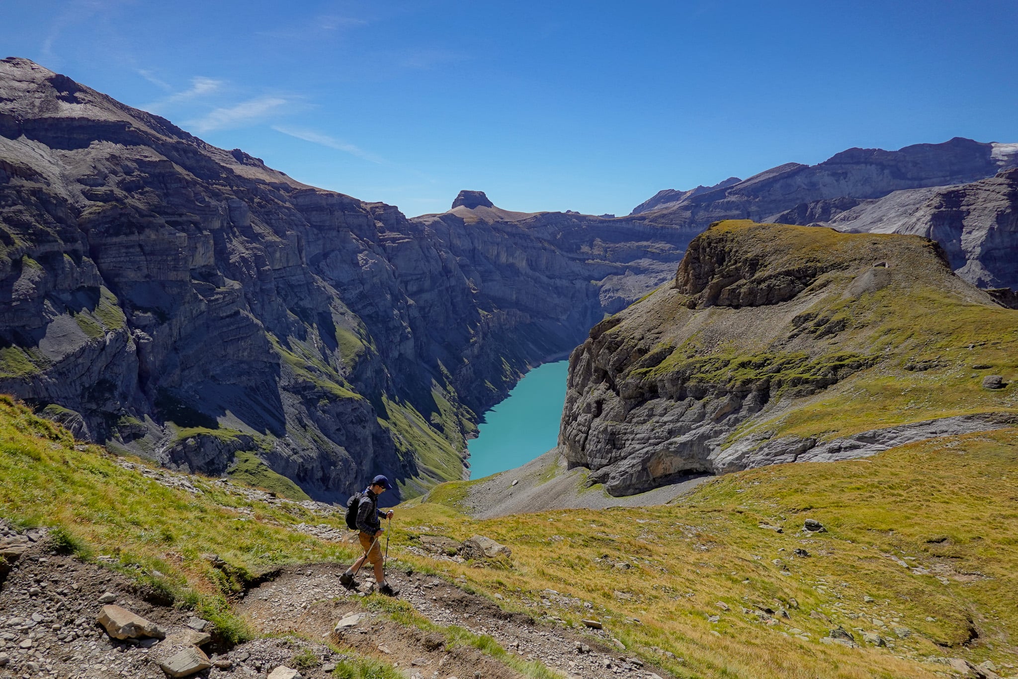 Dan hikes near a peak called Muttenchopf toward Limmernsee