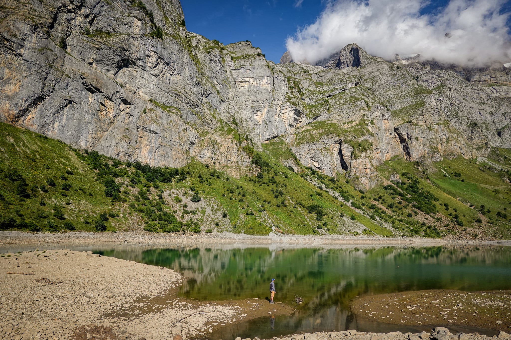 Dan stands by Oberblegisee after doing a hike from Brunnenberg