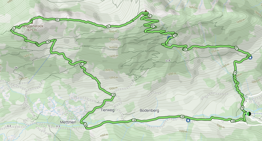 A map of the Hirzli Planggenstock Hike