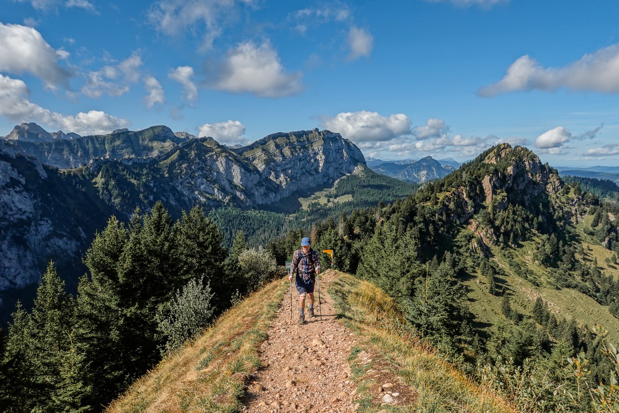 Dan walks on an epic ridge on a mountain called Hirzli during the Hirzli Planggenstock Hike