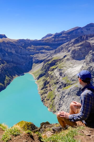 Dan looks at a lake called Limmernsee from a viewpoint called Muttenchopf during the Limmernsee Hike